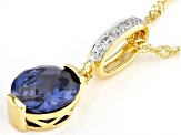 Blue And White Cubic Zirconia 18k Yellow Gold Over Sterling Silver Pendant With Chain 3.58ctw