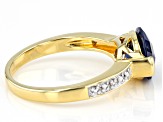 Blue And White Cubic Zirconia 18k Yellow Gold Over Sterling Silver Ring 3.58ctw