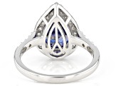 Blue And White Cubic Zirconia Platinum Over Sterling Silver Ring 6.20ctw