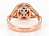 Blue, Mocha, And White Cubic Zirconia 18K Rose Gold Over Sterling Silver Ring 4.96ctw