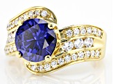 Blue And White Cubic Zirconia 18k Yellow Gold Over Sterling Silver Ring 7.00ctw