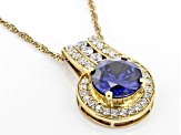 Blue And White Cubic Zirconia 18k Yellow Gold Over Sterling Silver Pendant With Chain 6.80ctw
