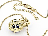 Blue And White Cubic Zirconia 18k Yellow Gold Over Sterling Silver Pendant With Chain 6.80ctw