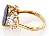 Blue And White Cubic Zirconia 18k Yellow Gold Over Sterling Silver Ring 6.20ctw