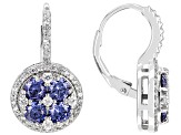 Blue And White Cubic Zirconia Rhodium Over Sterling Silver Earrings 4.70ctw