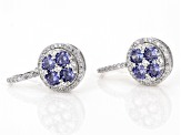 Blue And White Cubic Zirconia Rhodium Over Sterling Silver Earrings 4.70ctw