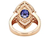 Blue, Mocha, And White Cubic Zirconia 18k Rose Gold Over Sterling Silver Ring 6.11ctw