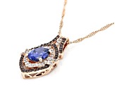 Blue, Mocha, And White Cubic Zirconia 18k Rose Gold Over Sterling Silver Pendant With Chain 5.77ctw