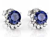 Blue And White Cubic Zirconia Rhodium Over Sterling Silver Earrings 4.64ctw