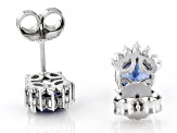 Blue And White Cubic Zirconia Rhodium Over Sterling Silver Earrings 4.64ctw