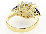 Blue And White Cubic Zirconia 18k Yellow Gold Over Sterling Silver Ring 11.23ctw
