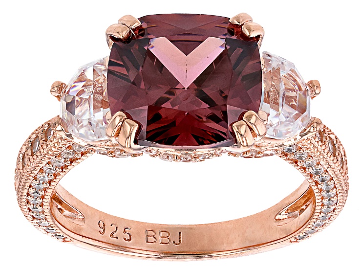 Blush And White Cubic Zirconia 18k Rose Gold Over Sterling
