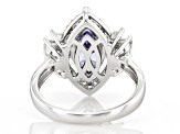 Blue And White Cubic Zirconia Rhodium Over Sterling Silver Ring 6.40ctw