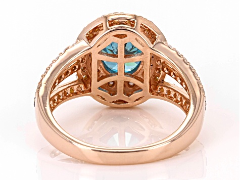 Blue, Mocha, And White Cubic Zirconia 18k Rose Gold Over Sterling Silver Ring 5.01ctw