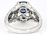 Blue And White Cubic Zirconia Rhodium Over Sterling Silver Ring 4.28ctw