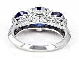 Blue And White Cubic Zirconia Rhodium Over Sterling Silver Ring 5.80ctw