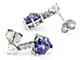 Blue And White Cubic Zirconia Platinum Over Sterling Silver Heart Earrings 6.90ctw