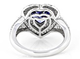 Blue And White Cubic Zirconia Platinum Over Sterling Silver Heart Ring 3.50ctw