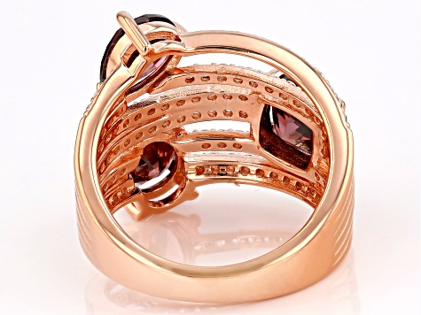 Blush And White Cubic Zirconia 18k Rose Gold Over Sterling Silver Ring 8.01ctw