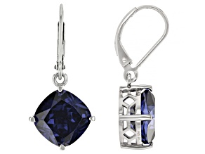 Blue Cubic Zirconia Rhodium Over Sterling Silver Earrings 14.65ctw