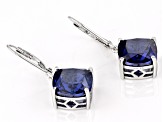 Blue Cubic Zirconia Rhodium Over Sterling Silver Earrings 14.65ctw