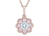 Morganite Simulant And Blue And White Cubic Zirconia 18k Rose Gold Over Silver Pendant 3.94ctw