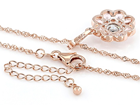 Morganite Simulant And Blue And White Cubic Zirconia 18k Rose Gold Over Silver Pendant 3.94ctw