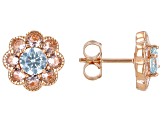Morganite Simulant And Blue Cubic Zirconia 18k Rose Gold Over Silver Flower Earrings 2.50ctw