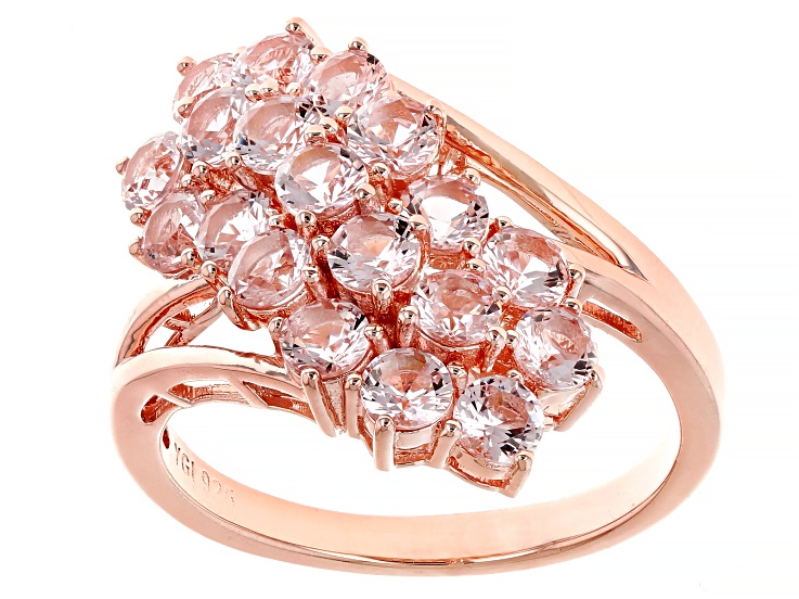 Morganite Simulant 18k Rose Gold Over Sterling Silver Ring