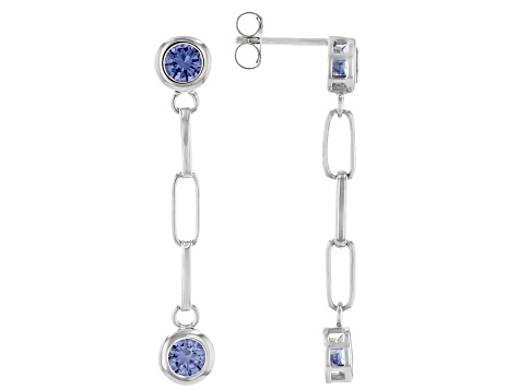 Blue Cubic Zirconia Rhodium Over Sterling Silver Earrings 3.16ctw