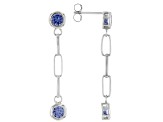 Blue Cubic Zirconia Rhodium Over Sterling Silver Earrings 3.16ctw
