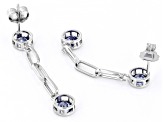 Blue Cubic Zirconia Rhodium Over Sterling Silver Earrings 3.16ctw
