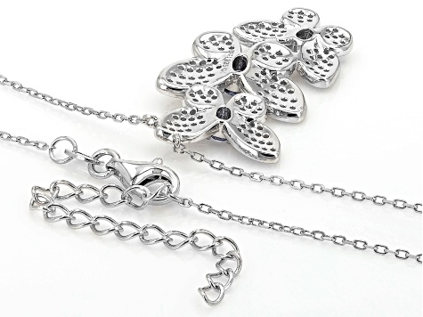 Blue And White Cubic Zirconia Rhodium Over Silver Butterfly