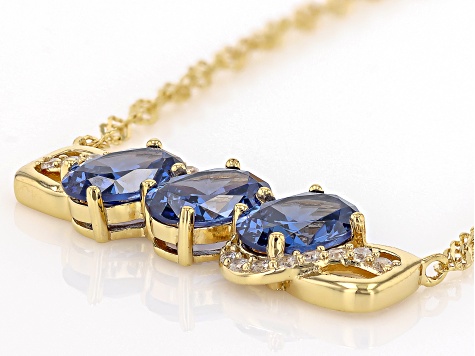 Blue And White Cubic Zirconia 18k Yellow Gold Over Sterling Silver Necklace 4.14ctw