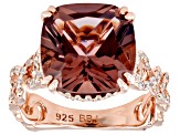 Blush Zircon Simulant And White Cubic Zirconia 18k Rose Gold Over Sterling Silver Ring 10.54ctw