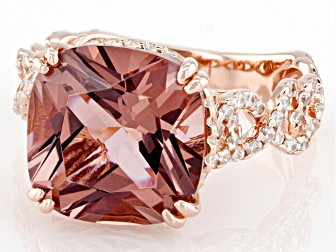 Blush Zircon Simulant And White Cubic Zirconia 18k Rose Gold Over Sterling Silver Ring 10.54ctw