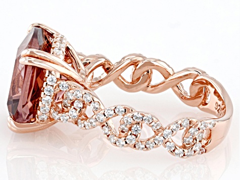 Blush Zircon Simulant And White Cubic Zirconia 18k Rose Gold Over Sterling Silver Ring 10.54ctw