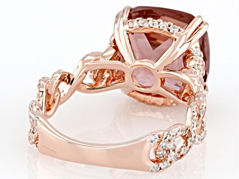 Blush Zircon Simulant And White Cubic Zirconia 18k Rose Gold Over Sterling Silver Ring 10.54ctw