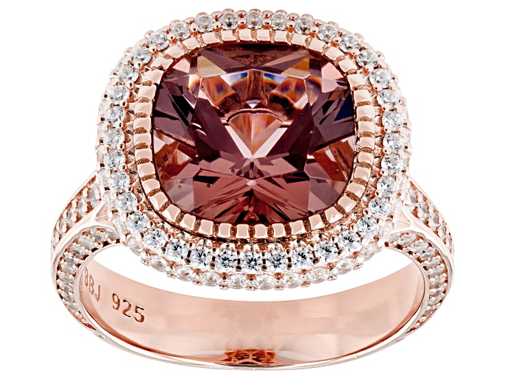 Blush Zircon Simulant And White Cubic Zirconia 18k Rose Gold