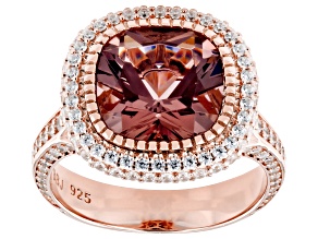 Blush Zircon Simulant And White Cubic Zirconia 18k Rose Gold Over Sterling Silver Ring 7.09ctw