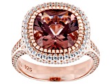 Blush Zircon Simulant And White Cubic Zirconia 18k Rose Gold Over Sterling Silver Ring 7.09ctw