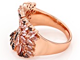 Morganite Simulant, Mocha, And White Cubic Zirconia 18k Rose Gold Over Sterling Silver Ring 1.75ctw