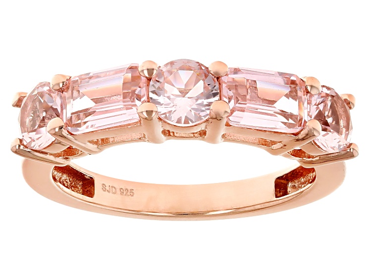 Pink Cubic Zirconia 18k Rose Gold Over Sterling Silver Ring