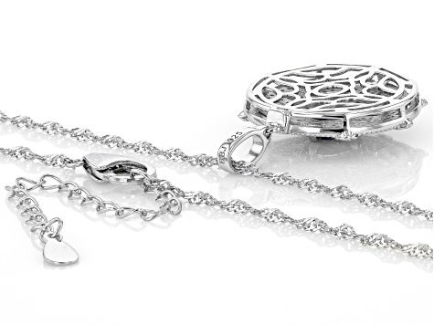 Blue And White Cubic Zirconia Rhodium Over Sterling Silver Pendant 2.69ctw