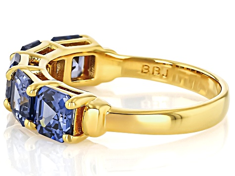 Blue Cubic Zirconia and Sterling Silver Bezel Round-Cut Ring