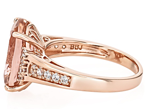 Morganite Simulant And White Cubic Zirconia 18k Rose Gold