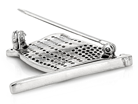 Red, White, And Blue Cubic Zirconia Rhodium Over Silver American Flag Pin Pendant 0.90ctw