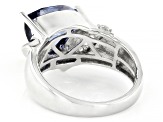 Blue And White Cubic Zirconia Rhodium Over Sterling Silver Ring 5.20ctw