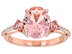 Morganite Simulant And White Cubic Zirconia 18k Rose Gold Over Sterling Silver Ring 2.98ctw