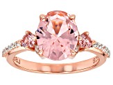 Morganite Simulant And White Cubic Zirconia 18k Rose Gold Over Sterling Silver Ring 2.98ctw